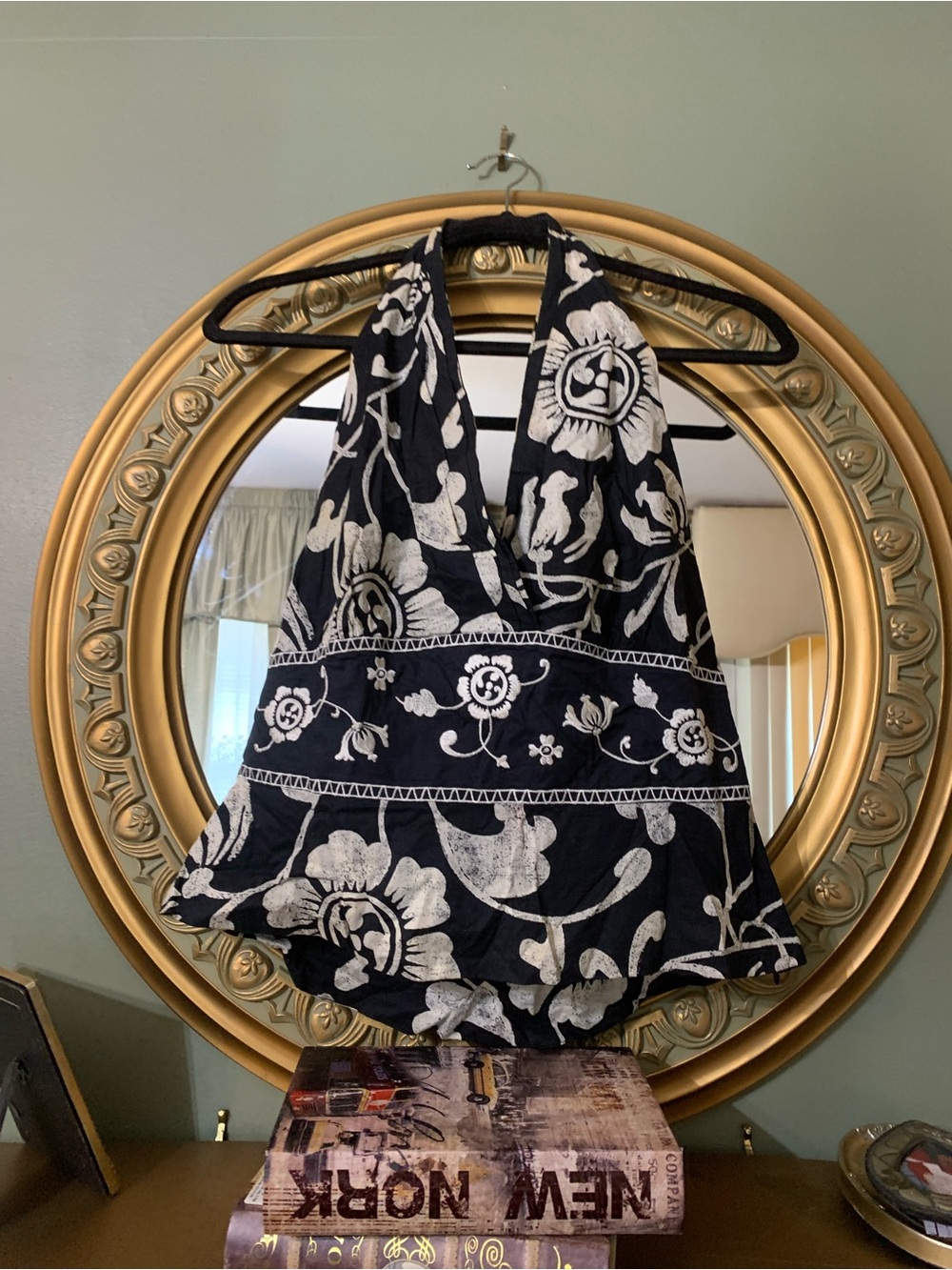 2pc. Bandolino Black & White Floral Halter Camisole & skirt.